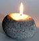 Guru-Shop Bougeoir Bougeoir D`un Galet de Pierre de Rivière, Stone, 7x12x12 cm, Bougeoir