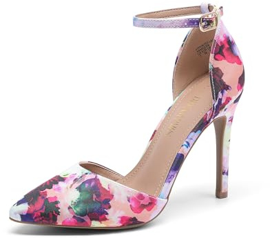 DREAM PAIRS Wedding Stiletto Shoes, Toe Ankle Strap High Heel Party Shoes, Size 40.5, Gold/Glitter, Oppointed_Lacey