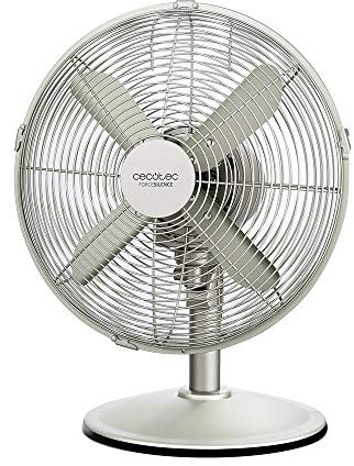 Cecotec Ventilador de Sobremesa EnergySilence 570 SteelDesk, 45 W, 4 Aspas, Oscilante, 3 Velocidades, Motor de Cobre, Acabado Metálico