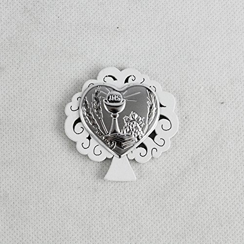 DLM26794 (Kit 12 Pezzi) Calamita Magnete Albero della Vita in Legno e Cuore per Prima Comunione bomboniera