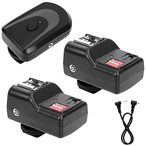 V BESTLIFE Disparador de Flash Conjunto de Gatillo de Flash Inalámbrico Control Remoto 433MHZ con 16 Canales 1 Transmisor+ 2 Receptores +1 Cable de Alambre de Sincronización