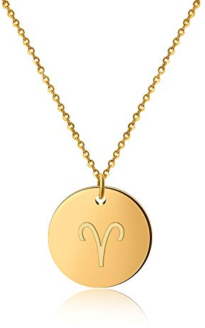 GD GOOD.designs Sternzeichen Kette Widder Gold 18 Karat - Wasserfest I Vergoldete Halskette mit Horoskop Anhänger I Zodiac Necklace aus Edelstahl für Damen
