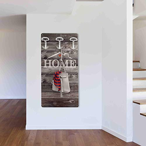 Dekoidea by Crearreda Appendiabiti da Parete Home, Attaccapanni Decorativo da Muro in Legno con Ganci in Ferro, Viti e Tasselli Inclusi, Made in Italy 45 x 90 x 1 cm