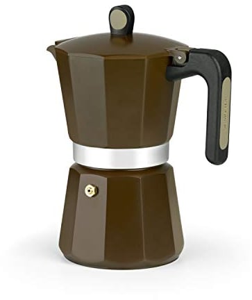 MONIX New Cream Cafetera Italiana de Aluminio, Capacidad 12 Tazas, Apta para Todo Tipo de cocinas incluida inducción
