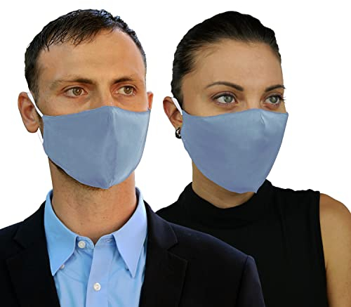 FLOWZOOM® Mascherine colorate - 2 mascherine in tessuto | Mascherina lavabile con filtro tasca | Mascherine donna | Mascherine riutilizzabili | Maschere regolabile | Taglia M, Blu