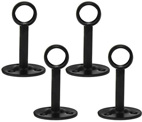 Coshar Edelstahl 16 mm Schrankstangen-Stützflansch, Gardinenstangen-Endstützung, Steckdose, Rohrhalterung, schwarz, Schrauben im Lieferumfang enthalten