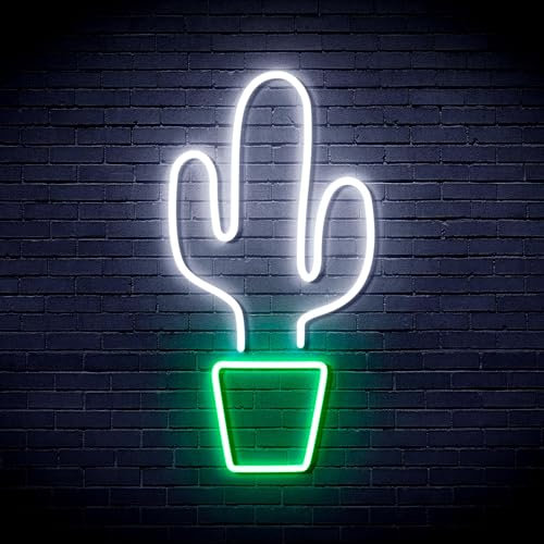 Mexico Cactus Cowboy Flex Silicone LED Neon Sign White & Green st16s32-fnu0035-wg