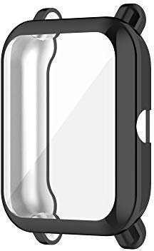 Chofit Cases Compatible with Amazfit Bip U/GTS 2 Mini Case, Screen Protector Film TPU Plated Protective Case Cover Armor Shell for Amazfit Bip U/GTS 2 Mini/Bip U Pro/Bip S/Bip Smartwatch (Black)
