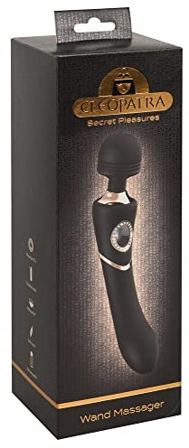 Cleopatra Wand Massager - stimulierender Massagestab für Frauen, mit beweglichem Kugelkopf und 10 Vibrationsstufen, wasserdicht, schwarz/gold