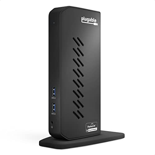 Plugable Dual DisplayPort & HDMI Docking Station - USB 3.0 & USB-C Laptop Dock for Dual Monitors, DisplayLink, Mac (Driver Required), ChromeOS & Windows, Gigabit Ethernet and Audio (UD-6950Z)