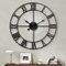 Maxstar Moderne römische Ziffern große Wanduhren,leichtes Ticken Runde Metall stille Vintage Wanduhr für Wohnzimmer,Küche,Schlafzimmer,Garten Dekor-schwarz 60cm