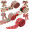 MEZHEN Weihnachten Geschenkband Weihnachtsband Sackleinen Band Schleifenband Breit Weihnachtsschleifen Dekoband Rot Weihnachtsschmuck für Weihnachtsbaum Kränze Deko Geschenkverpackung 4 Rollen