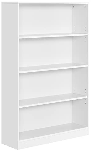 VASAGLE Bücherregal, 4-stöckiges Regal, offenes Aufbewahrungsregal, Standregal, 24 x 80 x 121,5 cm, für Wohnzimmer, Homeoffice, Esszimmer, wolkenweiß LBC108T14