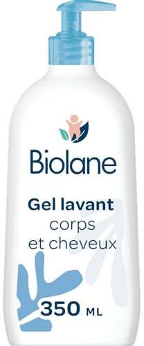 BIOLANE - Gel douche bebe corps et cheveux 2 en 1 - 350ml - 97% Origine Naturelle - Doux - Peaux Sensible - Fabriqué en France