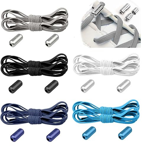 VEGCOO Elastische Schnürsenkel 5 Paar Schnürsenkel Elastische Schnürsenkel Ohne Binden für Kinder und Erwachsene Schuhe Unterschiedlicher Größe