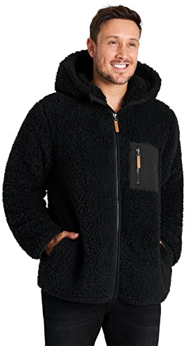 CityComfort Felpa Uomo con Zip, Felpa Invernale in Pile Teddy (Nero, 2XL)