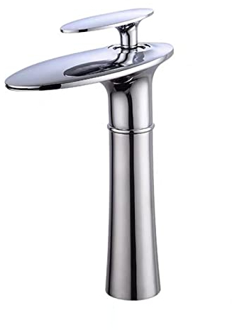 ZYCDP Bad Armaturen Waschbecken Wasserfall, Kaltes und HeißEs Wasserfall Armatur, Waschtisch-Einhebelmischer für Aufsatzwaschbecken Hoch, verchromt