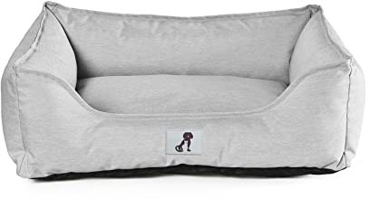 allpetsolutions Waterproof Dog Bed Medium - Removable Machine Washable Hardwearing Basket Scratch Proof Oxford Fabric - Water Resistant Comfy Bed for Home or Dog Crate - Light Grey 75x58x19cm