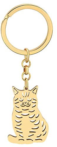 BAMAY Porte-clés Chat en Acier Inoxydable Porte-clés Chaton Porte-clés Animaux Bijoux pour Femmes Filles Charms Cadeaux (Plaqué Or
159)