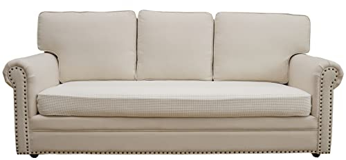 Eismodra Sofabezug,Sofa Überzug 3 Sitzer,Stretch Sitzkissenbezug,Couch Überwurfdecke Sofaschoner Sofaüberwurf,Elastischer Bezug Cover für L Form,Cremeweiß,Länge 165-200cm(1 Stück)