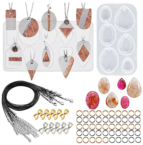 Attuslla Resin Silikonformen Epoxidharz, Schmuck Gießformen für Harz, Anhänger Schmuck Gießformen Set mit Anhänger Schnalle für Anhänger, Halskette Schmuck Herstellung