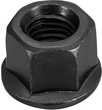sourcing map M14 Flange Hex Nut, Grade 10.9 Carbon Steel Black Oxide Finished Hex Flange Nut for Machinery