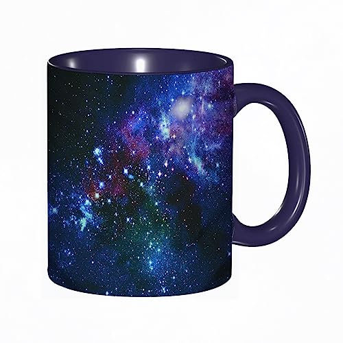 Tasse Keramik Sternenhimmel-Galaxie-Weltraum-Mond-Stern im sternenklaren Nachtuniversum psychedeli Kaffeetassen Große 330ml Mit Henkel 100% Handbemalt Trinkgläser Mit Griff Personalisierte Geschenk