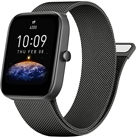 Vancle Armband für Amazfit Bip U Pro Armband/Bip 3 Pro/Bip 3/Bip S/Bip S Lite/Bip U/Bip/Bip Lite Damen Herren,Metall Mesh Edelstahl Ersatzarmband 20mm Uhrenarmband für Amazfit Bip 3 Pro(Schwarz)