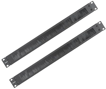RIVECO 1U Brush Panels for Rack Cable Management, Server Rack Cable Organizer 1U Brush Managers for 19 Inch Network Rack Mount Black 2 PCS