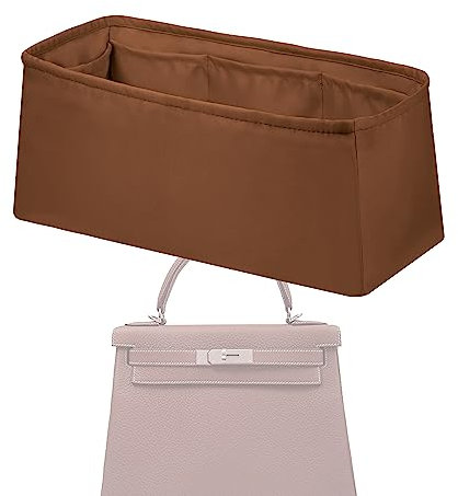 XYJG Seide Handtasche Einsatz Organisator für Hermes Kelly Pochette/Mini/20/25/28/32/35/40 Taschen, Luxuriöser Tasche Tote Einsatz, Behalten Sie die Form der Tasche bei(KL MiniⅡ,Gold)