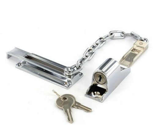 Door Security Chain Lock Polished Chrome Security Chain with Door Lock Anti-Theft Internal Front Door Safety Latch Door Guard Perfect for Wooden and uPVC Doors Pack of 1.