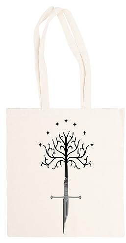 Suzetee Frammenti Di Narsil Dell'albero Bianco Di Gondor Borsa Shopping Beige Totebag Riutilizzabile