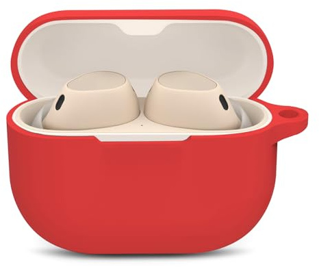 WUWOCJ Soft Silicone Earphone Case with Carabiner (Red) - Compatible with Jabra Elite 10/8 Active - Everyday Use & Active Lifestyles