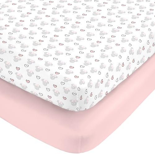 NoJo Disney Minnie Mouse Hearts Girl Standard 2-Pack Fitted Crib Mattress Sheets