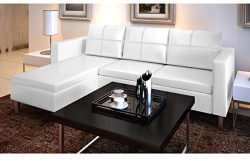 BaraSh Modulsofa 3-Sitzer Kunstleder Weiß Sofa Design Couch Polstersofa Ledersofa