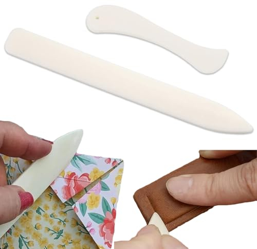 Devenirriche Papier Bonefolder Falzbein Knochen, 2 Stücke Kunststoff Papierfaltset Faltstifte Bone Folder für Papierhandwerk Kartenherstellung Lederverarbeitung