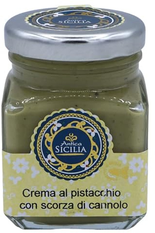 ANTICA SICILIA Crema al Pistacchio Siciliano con Scorza di Cannolo, con 2 opzioni Formato (1Unità) - 100g
