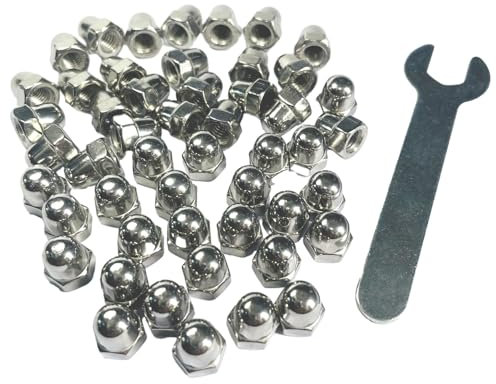 ZDingTech 50pcs M6-1.0 Acorn Cap Nuts,M6-1.0 Cap Nuts,Acorn Hex Cap Dome Head Nuts,Dome Nuts,304 Stainless Steel Acorn Nuts,Hardware Nuts,18-8,Bright Finish with Open End Wrench