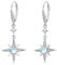 Mondstein Ohrringe 925 Sterling Silber Tropfen Ohrringe Achtzackiger Stern Hänge Ohrringe zirkonia Schmuck für Mädchen Mutter Damen Geschenk zum Valentinstag