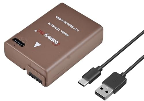 Batterytec EN-EL14 camera battery USB-C fast charging replacement Nikon D3100 D3200 D3300 D3400 D3500 D5100 D5200 D5300 D5500 D5600 DF Coolpix P7000 P7100 P7700 P7800 Cameras