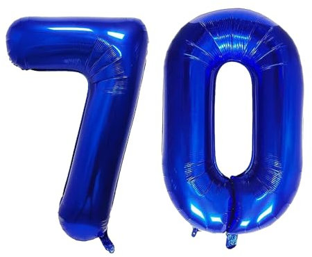 Geburtstag zahlen Luftballon 70 jahre-Blau XXL Jumbo Folienballon 40 Zoll – 101 cm Luftballons 70 Geburtstag Junge Mädchen Babyparty Geburtstagsdeko Jubiläumsparty Dekoration