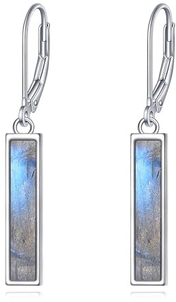 YFN Labradorit Bar Ohrringe für Frauen Sterling Silber Leverback Ohrringe Larimar Schmuck Geschenk(braun 2)
