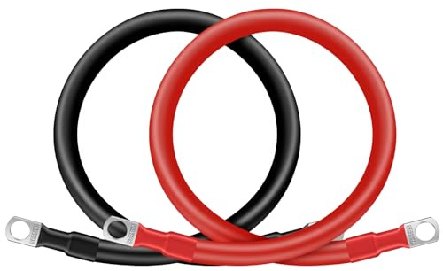 Zrigiwr - 4AWG 15 Inch Battery Cable Set (1 x Positive and 1 x Negative) with M10 3/8 Inch Terminals, Jumper Cable with Battery Pack, Battery Cable for Car, Truck,