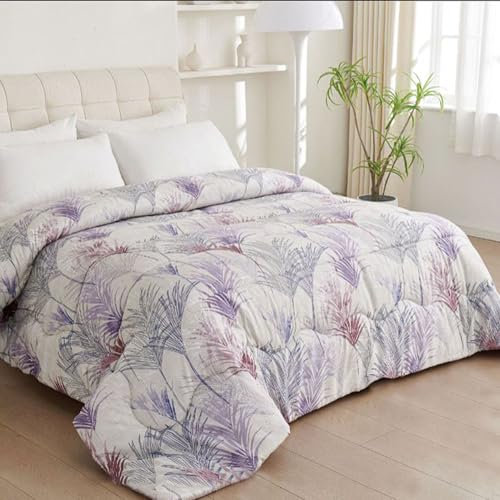 GREATOYAR Edredón Nórdico Doble Cara, Relleno Nórdico, Edredón de Microfibra, Microfibra Suave, Antiácaro, Hipoalergénico, Transpirable, Moderno, Ligero, 180x220cm, para Cama 105cm, Hoja Plátano Lila