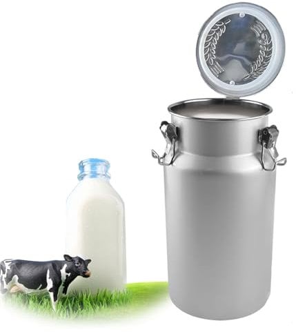 KELUNIS 5-12L Stainless Steel Milk Can Milk Jug Heavy Duty Storage Tank with Sealing Snap and Sealing Cover for Milk Storage and Transportation,5L