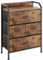 CAIYUN Schrank mit 4 Schubladen, Schmaler Aufbewahrungsschrank aus Stoff für Schlafzimmer, Wohnzimmer, Kinderzimmer, Stabiler Metallrahmen, Platzsparend, Einfach zu Montieren, (Vintagebraun)