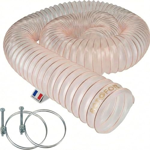 Tuyau flexible d'aspiration en polyuréthane - Diamètre de 100 mm + 2 colliers de serrage - 10 MÈTRES