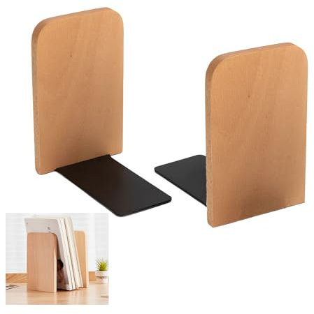 Tkxjry Lot de 2 Serre-Livres, Range Livre Antidérapant, Serre Livres en Bois de Hêtre, Serre Livres de Haute Qualité, pour Maison, l'École, Bibliothèque, Livres pour Bureau, Rangé