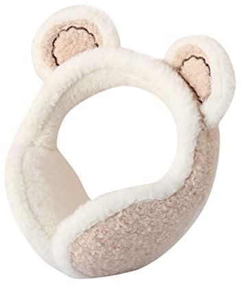 sdhienbb Cache-oreilles pliables pour femme - Doux et thermique - En fausse fourrure - Accessoires de tête moelleux - Cache-oreilles marron pour femme, beige, taille unique