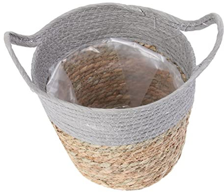 CAXUSD 1stück Rattan Blumentopf Im Nordic Stil Handgefertigter Aufbewahrungskorb Für Hängende Pflanzen Dekorativer Blumentopf Rattan Für Garten Und Durchmesser Khaki